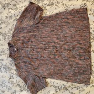 Vintage | 90’s | Ruffled collar | Patterned | Short sleeve | size small | shirt